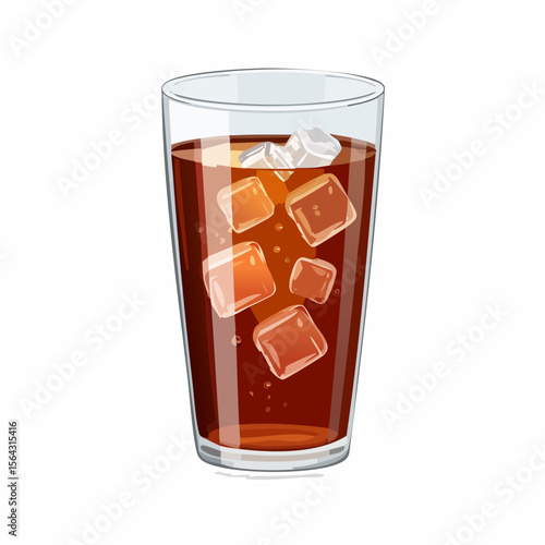 氷入りのコーラグラス炭酸飲料ベクター画像
