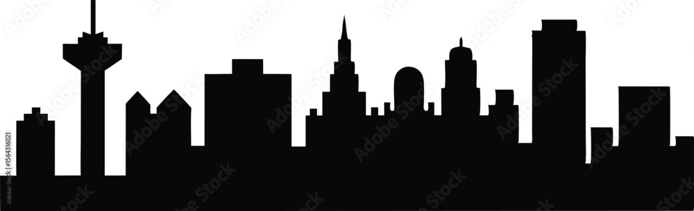 Fototapeta premium Dallas skyline silhouette, Dallas skyline horizontal banner. Dallas, Texas. Vector template for your design. 