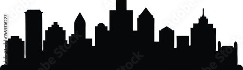 Wallpaper Mural Dallas skyline silhouette, Dallas skyline horizontal banner. Dallas, Texas. Vector template for your design.  Torontodigital.ca