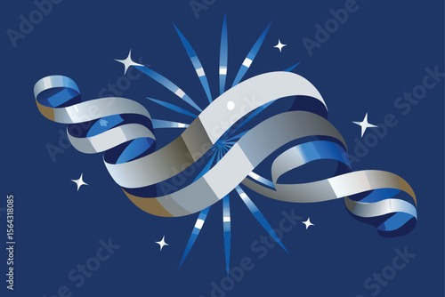 new year greeting card with ribbon