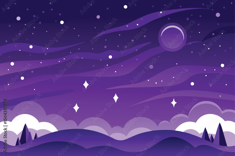 Fototapeta premium vector illustration of a night landscape