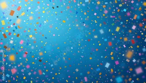 Festive Confetti Burst on Bright Blue Background for Celebration Designs