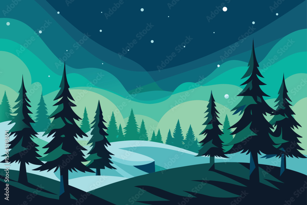 Fototapeta premium vector illustration of a winter landscape