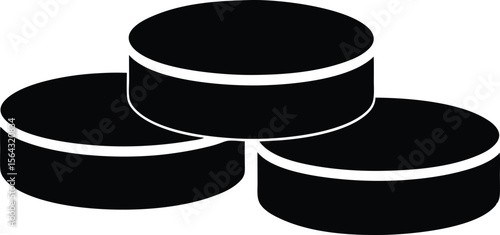 Hockey pucks silhouette, Hockey pucks icon symbol collection on white background.
