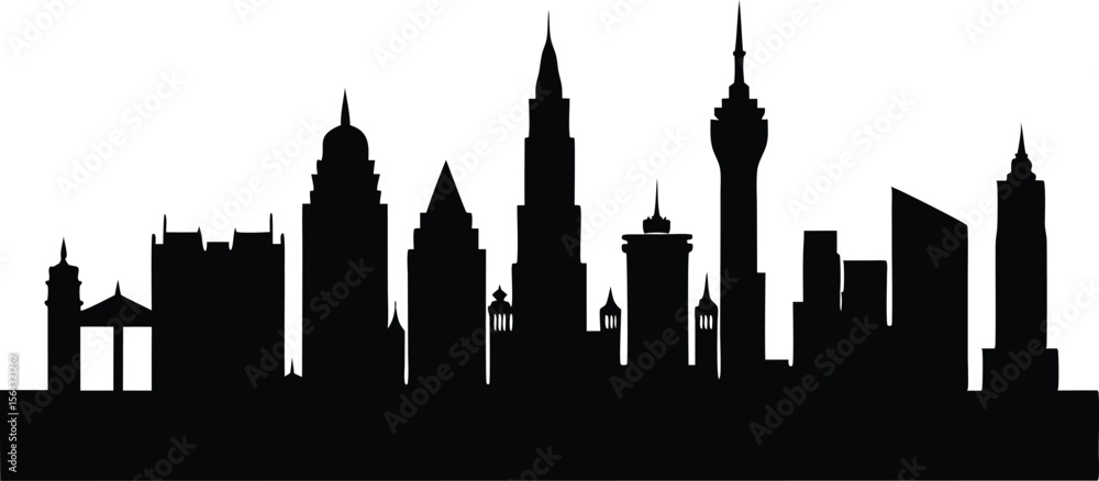 Fototapeta premium Modern Kuala lumpur city silhouette architecture landscape vector design.