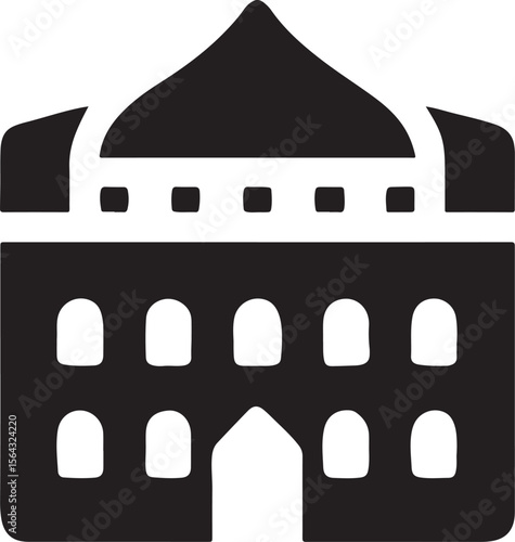 White House Icon, government structure, political building, national symbol, editable clean black outline for civic or history UI