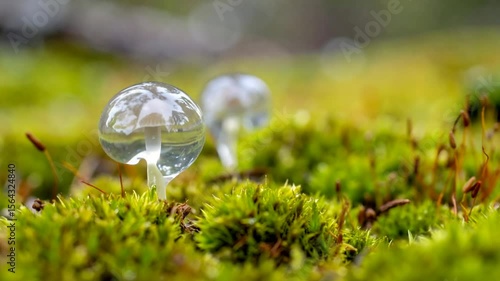 Wallpaper Mural Clear Mushroom On Green Moss Torontodigital.ca