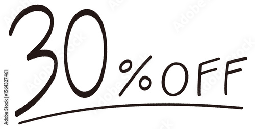 手描きの30%OFFの文字のイラスト