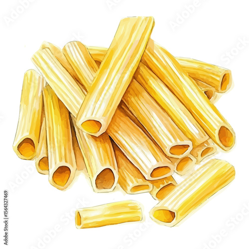 My Watercolor illustration with pasta penne painting isolated on a white background, illustration, AI painting design, vector set, eps format, My illustration design