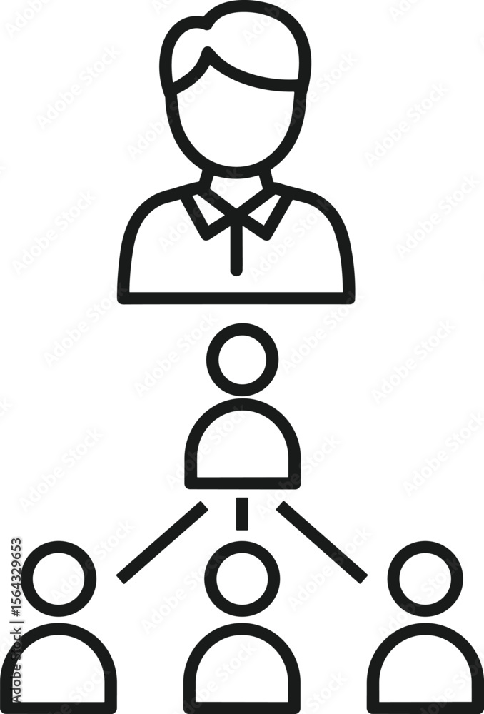 Fototapeta premium Organizational Hierarchy Structure, Team Management System, Leadership Distribution, Business Reporting Lines, Company Departmental Chart, Workforce Communication Flow, Employee Relations