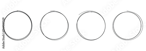 Hand drawn circle line sketch set. Circular vector image. Vector brush strokes circles of paint on white background, doodle round circles for message note mark . eps 10