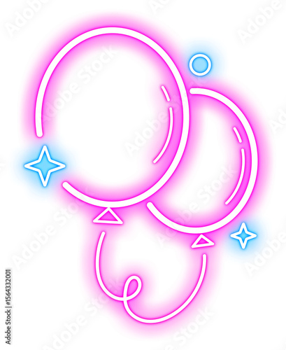 Neon Balloon Celebration Party Icon