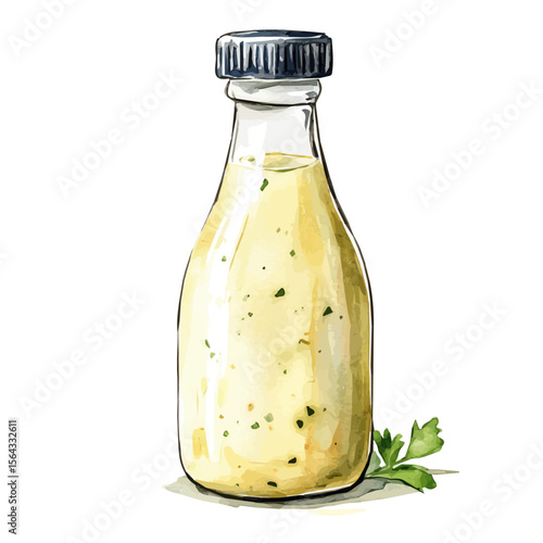 My Watercolor illustration with ranch dressing painting isolated on a white background, illustration, AI painting design, vector set, eps format, My illustration design