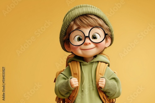 kid holding backpack 3d by generative ai