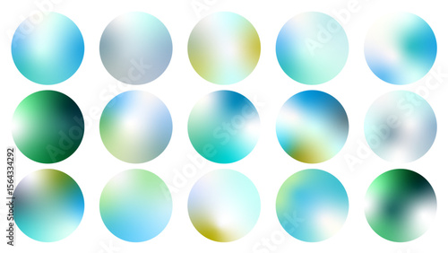 Gradient Vector Spheres Set – Blue, Gray, and Green Abstract 3D Circle Elements for Backgrounds, Illustrations, UI, and Branding