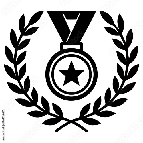 Laurel wreath with medal icon top achiever award badge
