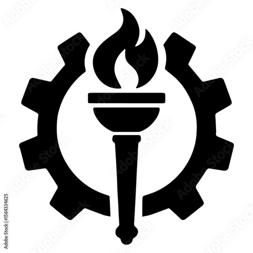Torch with gear icon with transparent background symbolizing innovation and STEM excellence
