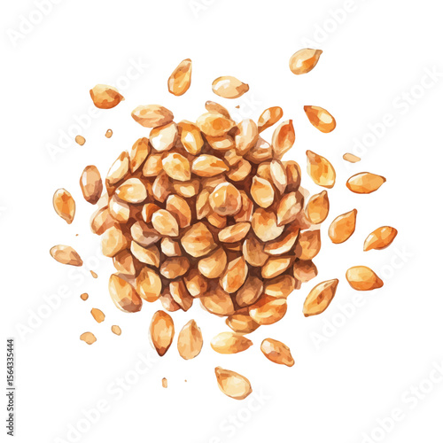 My Watercolor illustration with sesame seeds painting isolated on a white background, illustration, AI painting design, vector set, eps format, My illustration design, vector collection	