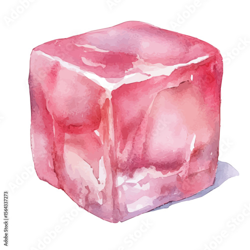 My Watercolor illustration with pink square painting isolated on a white background, illustration, AI painting design, vector set, eps format, My illustration design