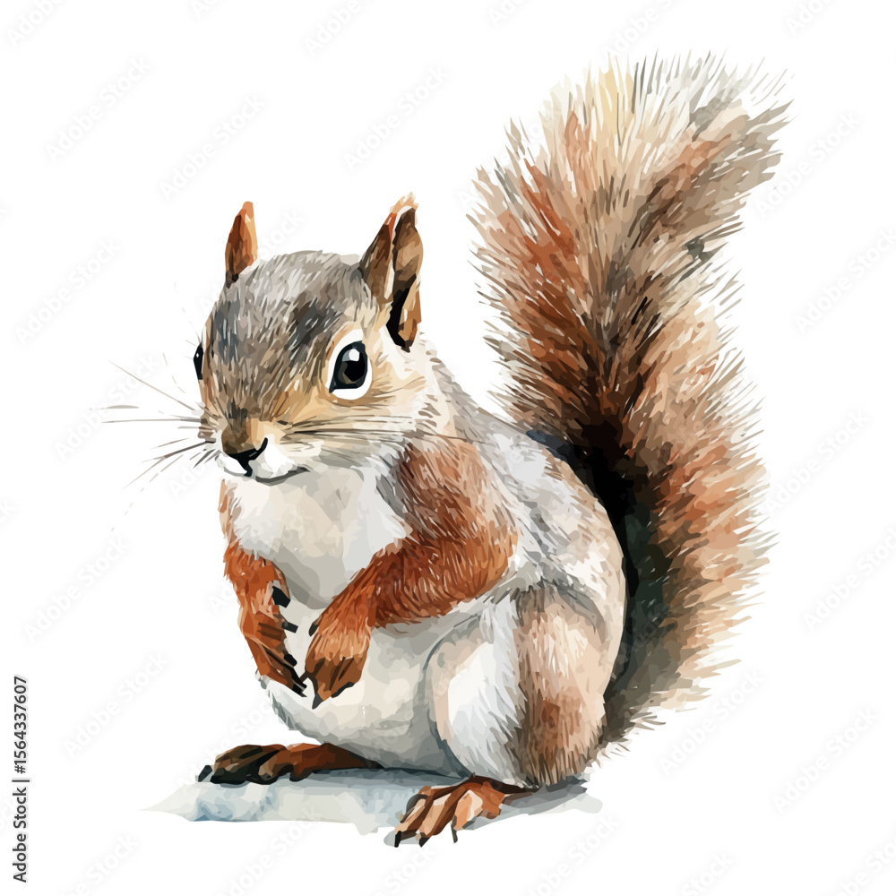 Obraz premium My Watercolor illustration with squirrel painting isolated on a white background, illustration, AI painting design, vector set, eps format, My illustration design