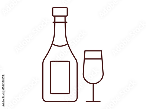 Champagne icon. Beverages outline icon. Simple drink or beverages vector illustration in modern thin line style.