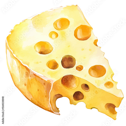 My Watercolor illustration with swiss cheese painting isolated on a white background, illustration, AI painting design, vector set, eps format, My illustration design