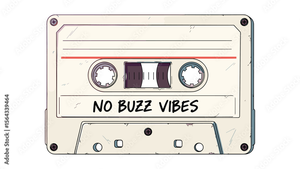 Obraz premium Retro Cassette Tape Illustration with Grunge Textures and Vibrant Colors for Creative Projects