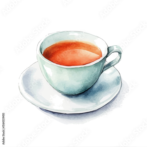 My Watercolor illustration with tea cup painting isolated on a white background, illustration, AI painting design, vector set, eps format, My illustration design