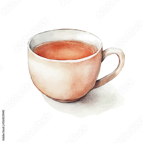 My Watercolor illustration with tea cup painting isolated on a white background, illustration, AI painting design, vector set, eps format, My illustration design