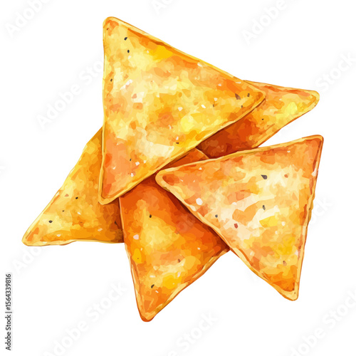 My Watercolor illustration with tortilla chips painting isolated on a white background, illustration, AI painting design, vector set, eps format, My illustration design