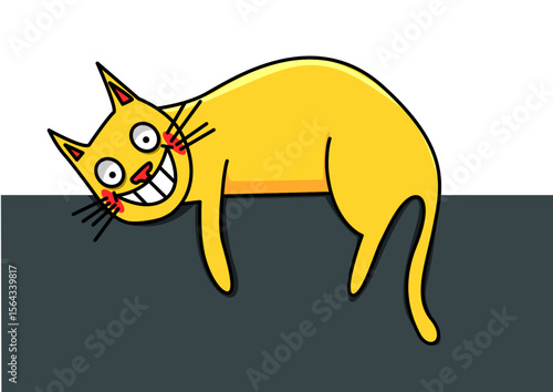 Illustration of a cat lying on a wall