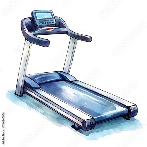 My Watercolor illustration with treadmill painting isolated on a white background, illustration, AI painting design, vector set, eps format, My illustration design