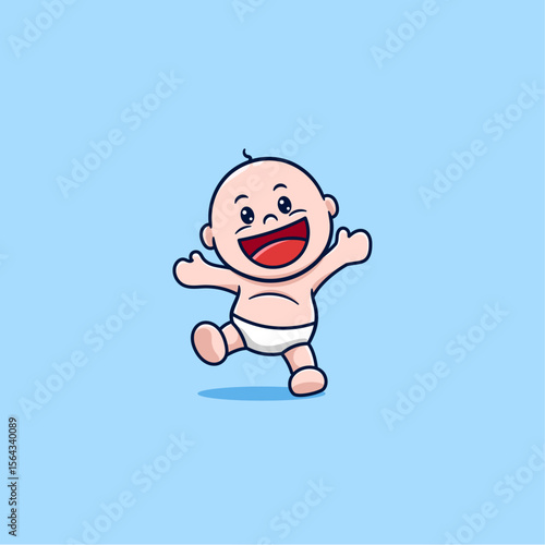 cute baby learning to walk cartoon