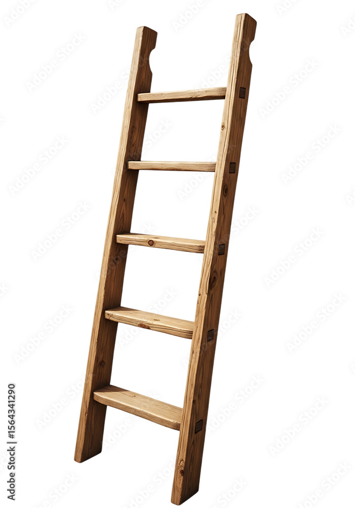 Rustic wooden ladder with five steps natural wood vintage Rustic wooden ladder with five steps natural wood vintage