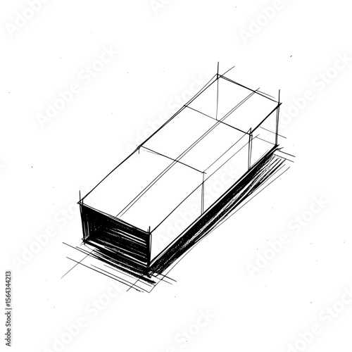 Glass Display Cabinet Sketch Illustration