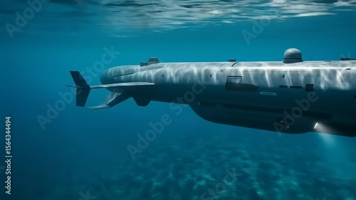 Wallpaper Mural Underwater exploration vehicle gliding through clear ocean waters, revealing marine life below Torontodigital.ca