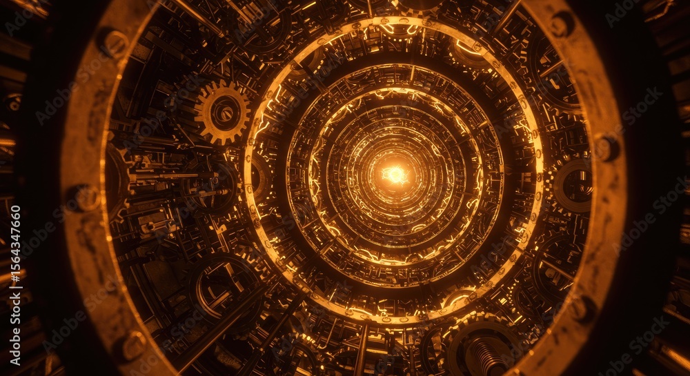 Fototapeta premium Golden spiral tunnel