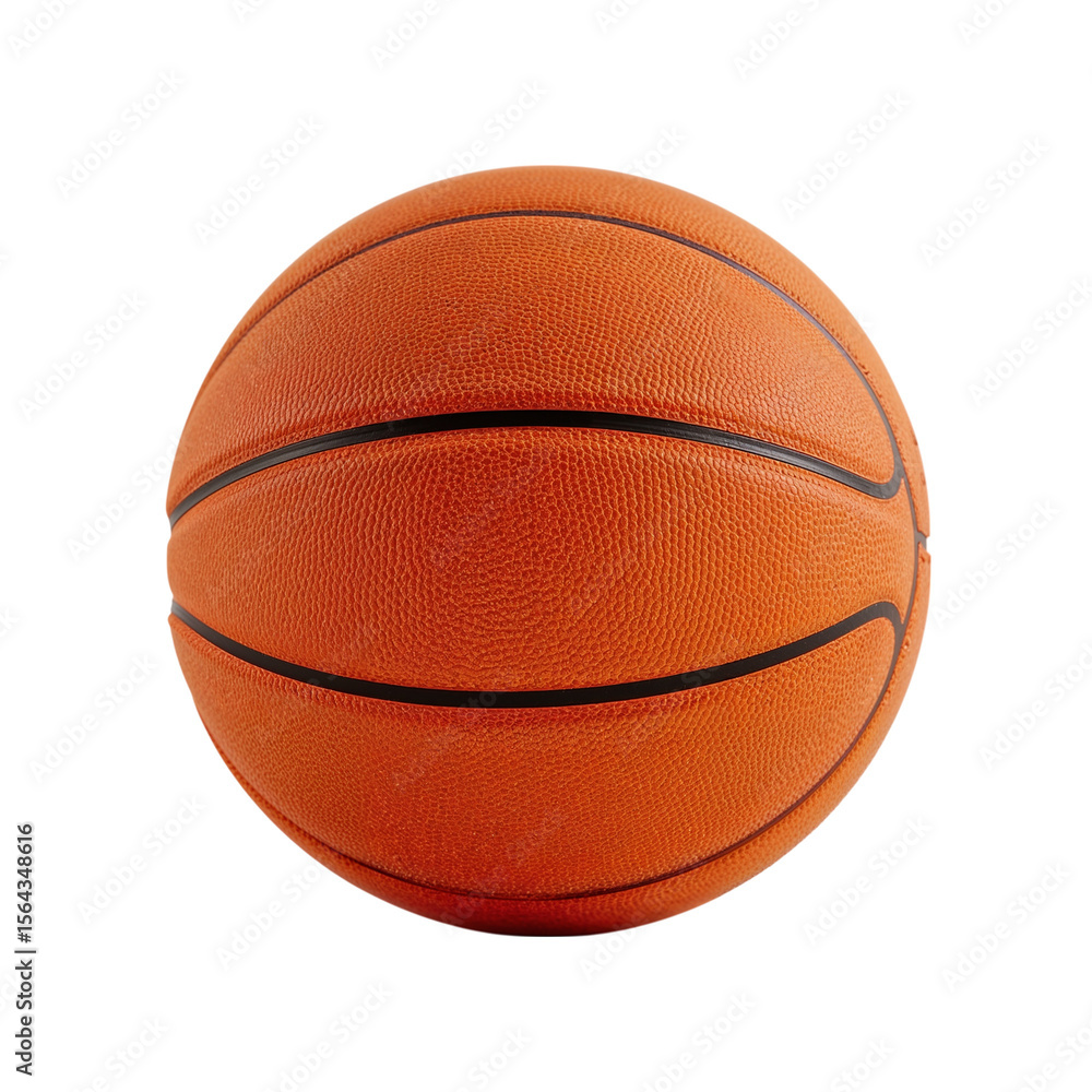 Fototapeta premium Isolated orange basketball on a transparent background, perfect for sports designs, athletic content, or basketball-themed layouts.