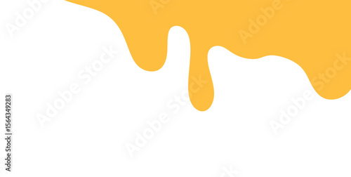 flowing melted caramel on white background. honey illustration. colorful wavy liquid corner. melting slime design element. abstract honey dripping pattern. dripping yellow paint.