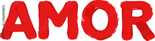Painted red "AMOR" text conveys a loving message with bold style on a clean white background, ideal for Valentine's Day or romantic designs.