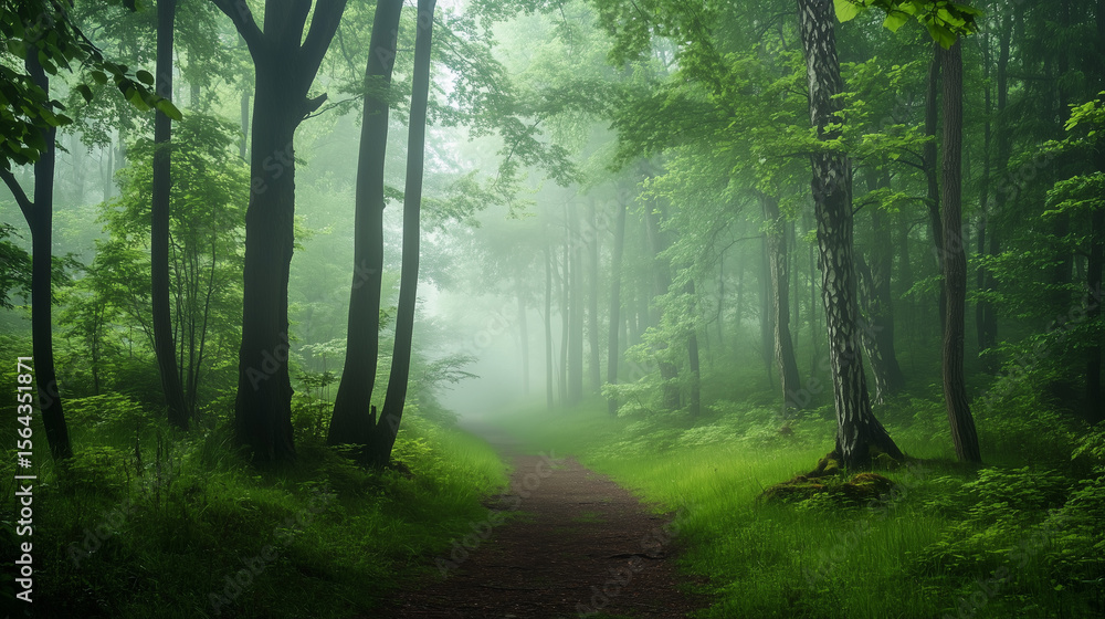 Obraz premium Green forest environment. Beautiful Forest