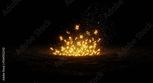 Illuminated letters burst from center