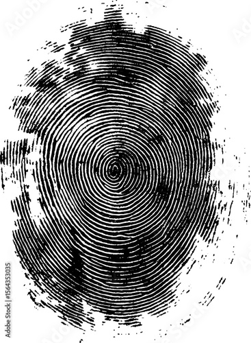 Illustration of fingerprint isolated on white. A vector black and white fingerprint stock illustration