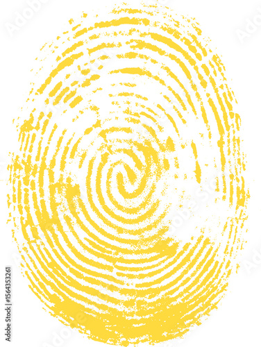 Yellow fingerprint on white background.