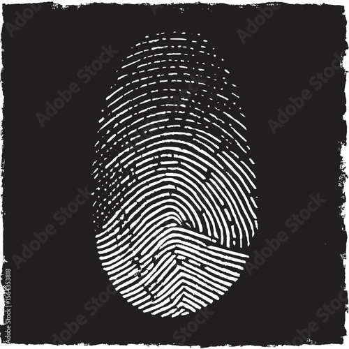Single black fingerprint - simple monochrome image. 
