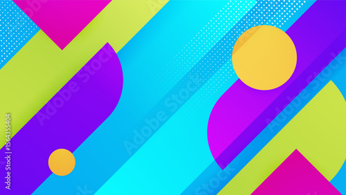 Colorful abstract geometric shapes and patterns suitable for modern design projects, backgrounds, invitations, posters, and artistic creations.