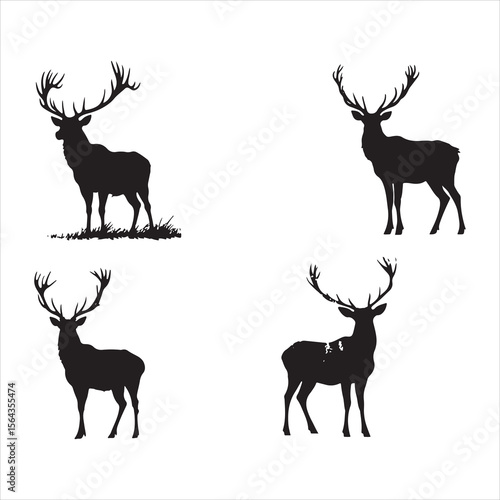 silhouette of deer, deer, animal, vector, silhouette, mammal, nature, illustration, reindeer, antler, wild, wildlife, stag, antelope, christmas, cartoon, horn, elk, goat, horns, antlers, cute, hunting