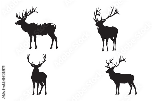silhouette of deer, deer, animal, vector, silhouette, mammal, nature, illustration, reindeer, antler, wild, wildlife, stag, antelope, christmas, cartoon, horn, elk, goat, horns, antlers, cute, hunting