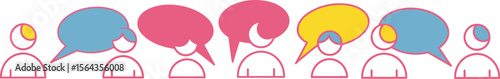 Communication dialogue discussion conversation speech bubbles talking sharing ideas brainstorm concept