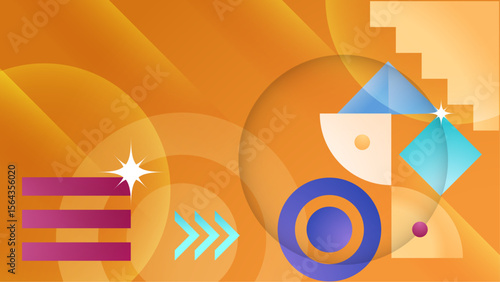 Abstract color geometry on orange. Perfect for backgrounds, branding, posters, and modern design projects requiring vibrant visuals and structure.